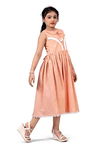 Fabulous Peach Cotton  Peter Pan Collar Western Dresses For Girls-thumb3