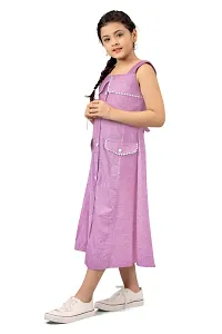 Fabulous Pink Cotton Front Panel Fastening Calf Length Western Dresses For Girls-thumb2