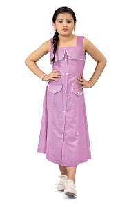 Fabulous Pink Cotton Front Panel Fastening Calf Length Western Dresses For Girls-thumb4