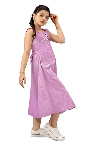 Fabulous Pink Cotton Front Panel Fastening Calf Length Western Dresses For Girls-thumb3