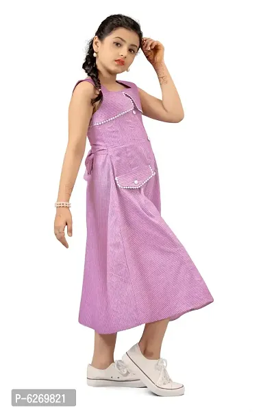 Fabulous Pink Cotton Front Panel Fastening Calf Length Western Dresses For Girls-thumb4