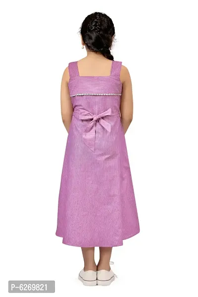 Fabulous Pink Cotton Front Panel Fastening Calf Length Western Dresses For Girls-thumb2