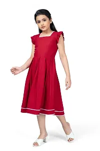 Fabulous Maroon Rayon Knee Length Dresses For Girls-thumb2