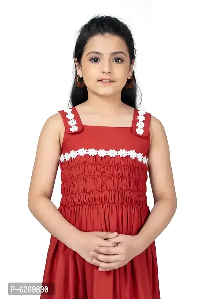 Fabulous Red Rayon Knee Length Dresses For Girls-thumb5