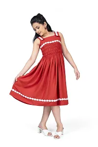 Fabulous Red Rayon Knee Length Dresses For Girls-thumb3