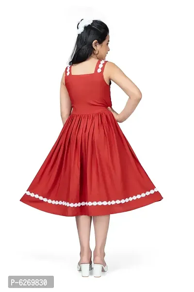 Fabulous Red Rayon Knee Length Dresses For Girls-thumb2