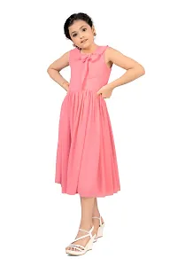 Elegant Pink Georgette Calf Length Pleated Dresses For Girls-thumb4