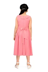 Elegant Pink Georgette Calf Length Pleated Dresses For Girls-thumb1