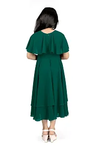 Elegant Green Georgette Asymmetric Calf Length Dresses For Girls-thumb1