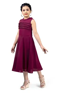 Elegant Magenta Georgette Pleated Calf Length Dresses For Girls-thumb2