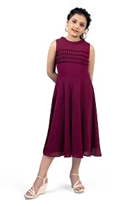 Elegant Magenta Georgette Pleated Calf Length Dresses For Girls-thumb4