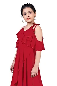 Elegant Red Georgette Calf Length Tulip Hem Dresses For Girls-thumb4