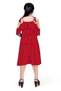 Elegant Red Georgette Calf Length Tulip Hem Dresses For Girls-thumb1