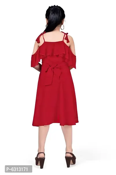 Elegant Red Georgette Calf Length Tulip Hem Dresses For Girls-thumb2