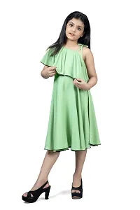 Elegant Green Crepe Calf Length Dresses For Girls-thumb2