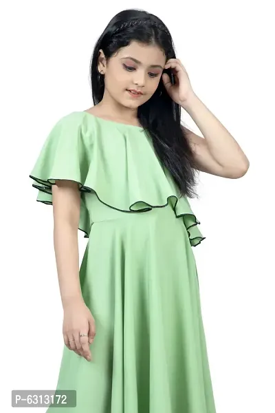 Elegant Green Crepe Calf Length Dresses For Girls-thumb5