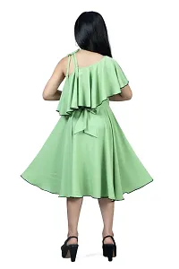 Elegant Green Crepe Calf Length Dresses For Girls-thumb1