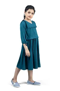Elegant Blue Crepe Knee Length Pleated Dresses For Girls-thumb3