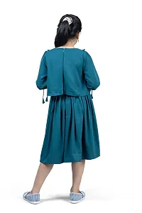 Elegant Blue Crepe Knee Length Pleated Dresses For Girls-thumb1