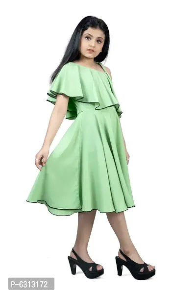 Elegant Green Crepe Calf Length Dresses For Girls-thumb4