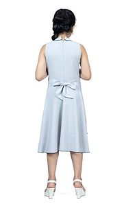 Elegant Grey Crepe Layered Knee Length Dresses For Girls-thumb1