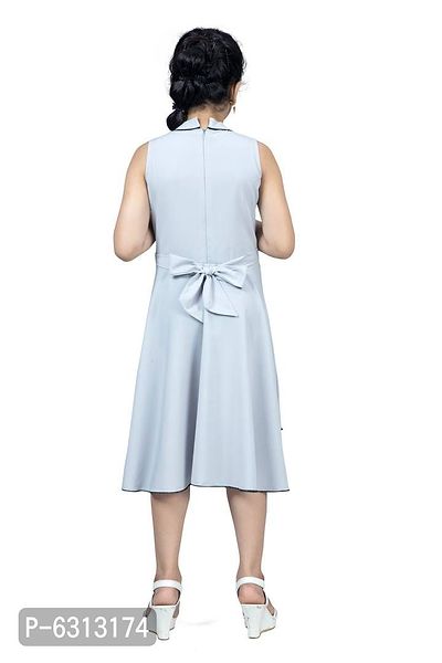 Elegant Grey Crepe Layered Knee Length Dresses For Girls-thumb2