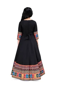 Stylish Black Crepe Silk Maxi Length Digital Printed Dress For Girls-thumb1