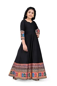 Stylish Black Crepe Silk Maxi Length Digital Printed Dress For Girls-thumb3