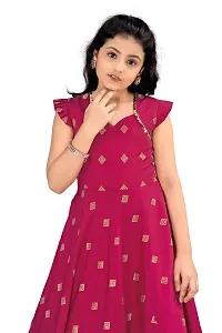 Stylish Pink Maxi Length Foil Printed Dress For Girls-thumb4