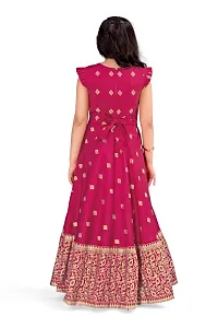 Stylish Pink Maxi Length Foil Printed Dress For Girls-thumb1