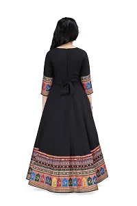 Fashion Dream Girls Crepe Silk Maxi Length Digital Printed Dress(Black_5-6 Year)-thumb1