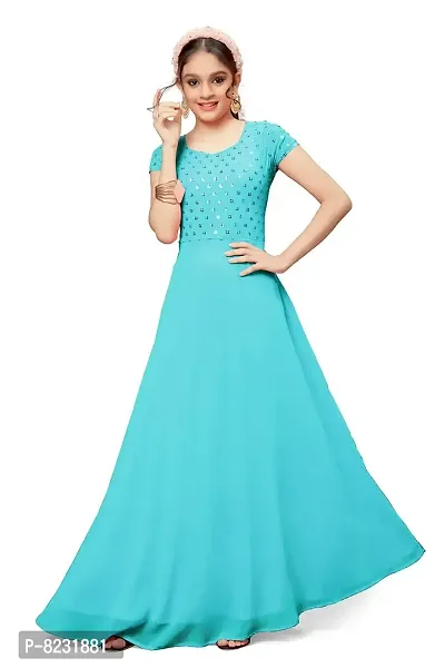 Fashion Dream Girl's Gown (GSET0001-SEQ-SKY-3-4 Yrs_Sky Blue_3-4 Years)-thumb5