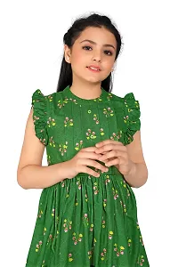 Fashion Dream Girl?۪s Green Poly Rayon Above Knee Length Dresses-thumb2