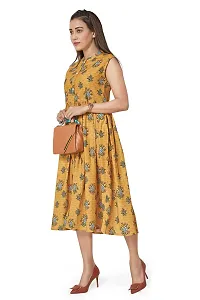 Fashion Dream Women?۪s BSY Polyester Mustard Yellow Floral Print Dresses-thumb3