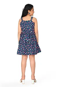 Fashion Dream Girl?۪s Navy Blue Poly Rayon Knee Length Dresses-thumb1