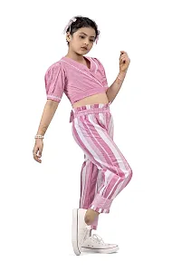 Fashion Dream Girls Stripe Shawl Neck Fusion Wear Top  Pant-thumb3