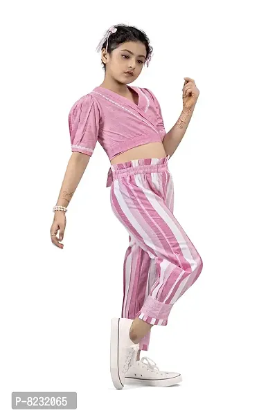 Fashion Dream Girls Stripe Shawl Neck Fusion Wear Top  Pant-thumb4