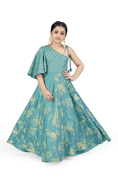Blue Velvet One Shoulder Princess Flower Girl Dress (27193105) - eDressit