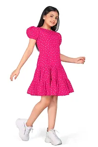 Fashion Dream Girl?۪s Pink Polyester Blend Above Knee Length Ruffle Dresses-thumb3