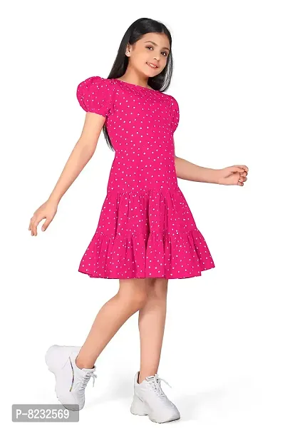 Fashion Dream Girl?۪s Pink Polyester Blend Above Knee Length Ruffle Dresses-thumb4