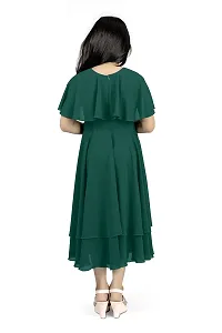 Dark Green Georgette Fit And Flare Frock For Girls-thumb1