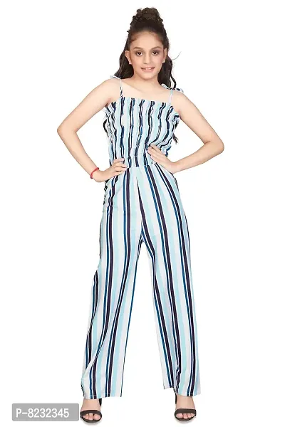 Fashion Dream Girl?۪s Spaghetti Stripe Printed Jumpsuit (White_5-6 Year)