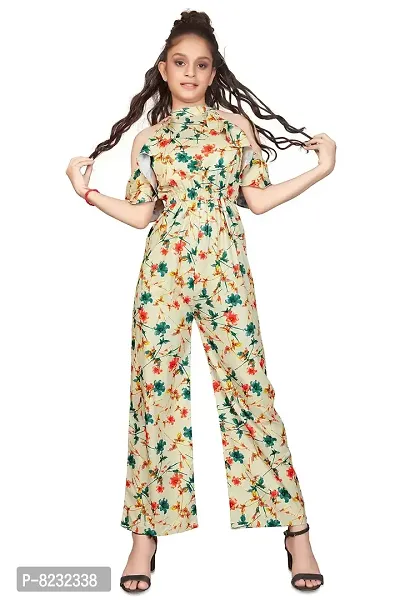 Fashion Dream Girlrsquo;s Floral Printed Cold Shoulder Jumpsuit