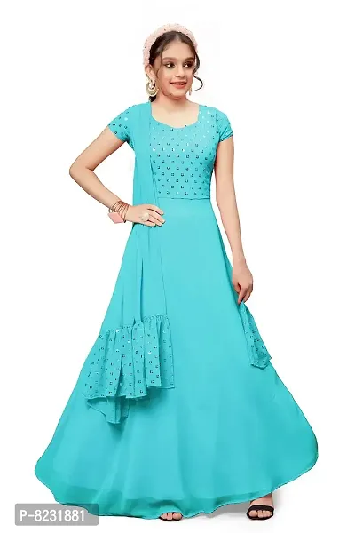 Fashion Dream Girl's Gown (GSET0001-SEQ-SKY-3-4 Yrs_Sky Blue_3-4 Years)-thumb4