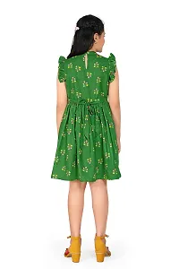 Fashion Dream Girl?۪s Green Poly Rayon Above Knee Length Dresses-thumb1