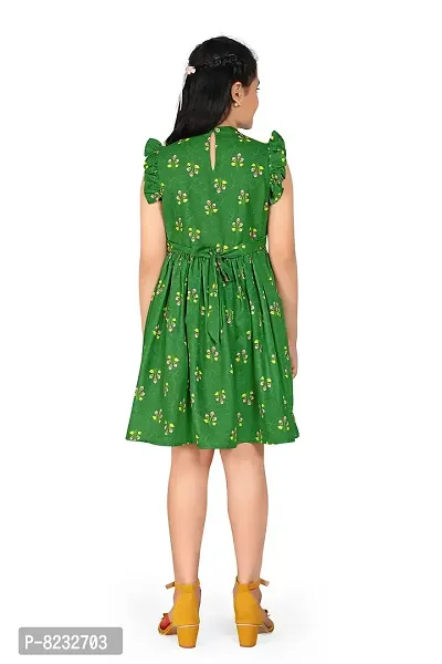 Fashion Dream Girl?۪s Green Poly Rayon Above Knee Length Dresses-thumb2