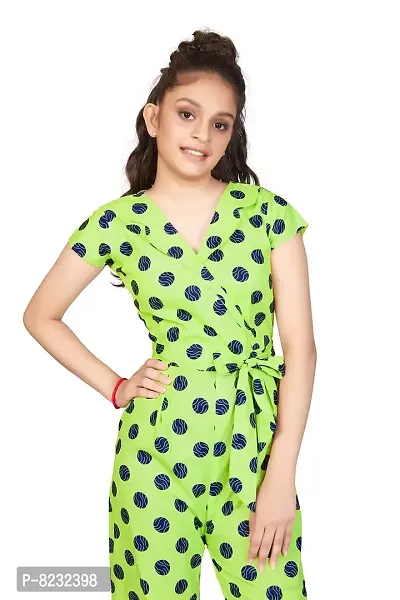 Fashion Dream Girlrsquo;s Lime Polka Printed Long Jumpsuit (Lime_5-6 Year)-thumb5
