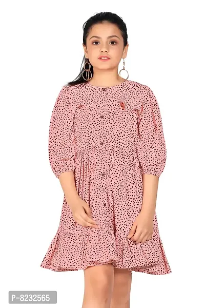 Fashion Dream Girl?۪s Peach Polyester Blend Above Knee Length Dresses-thumb4