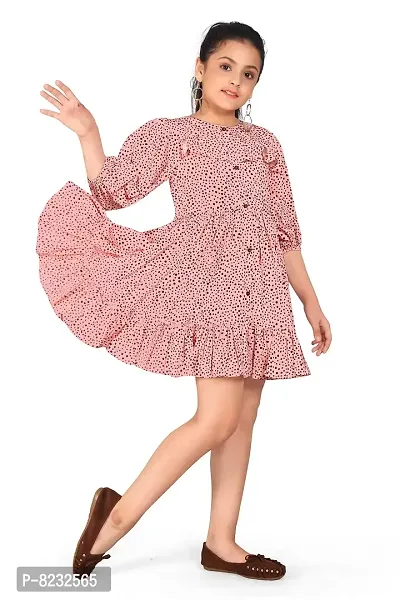 Fashion Dream Girl?۪s Peach Polyester Blend Above Knee Length Dresses-thumb3