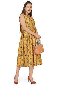 Fashion Dream Women?۪s BSY Polyester Mustard Yellow Floral Print Dresses-thumb2